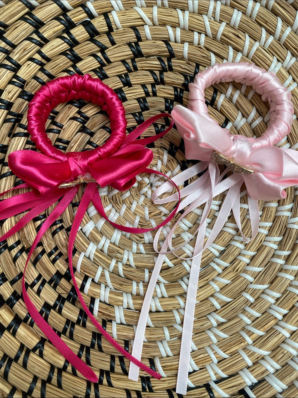 Set of 2 Handcrafted Satin Ribbon Butterfly Hair Scrunchies